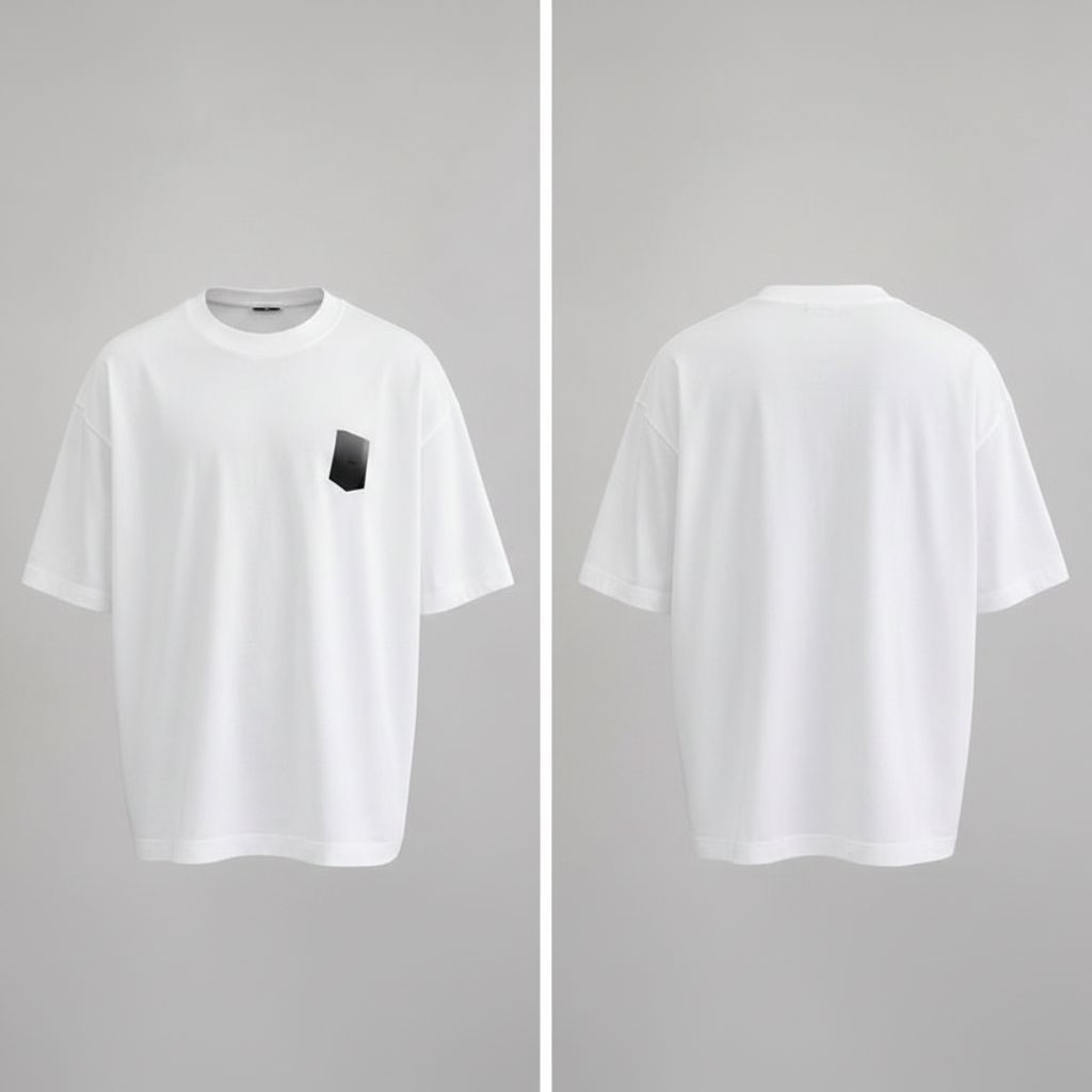 Men's Plain White Oversized Tee – Ghost Mannequin Front and Back View