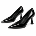 Patent Pointed-Toe Stiletto Court Heel – Black, Both Shoes