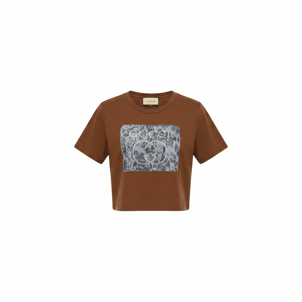 Women's Brown Graphic Crop Top — Ghost Mannequin