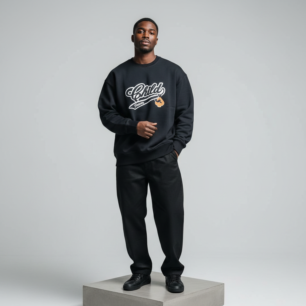 Black Child Forever Graphic Sweatshirt - Model Front