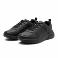 Women's all-black chunky lace-up leather sneakers ghost mannequin view