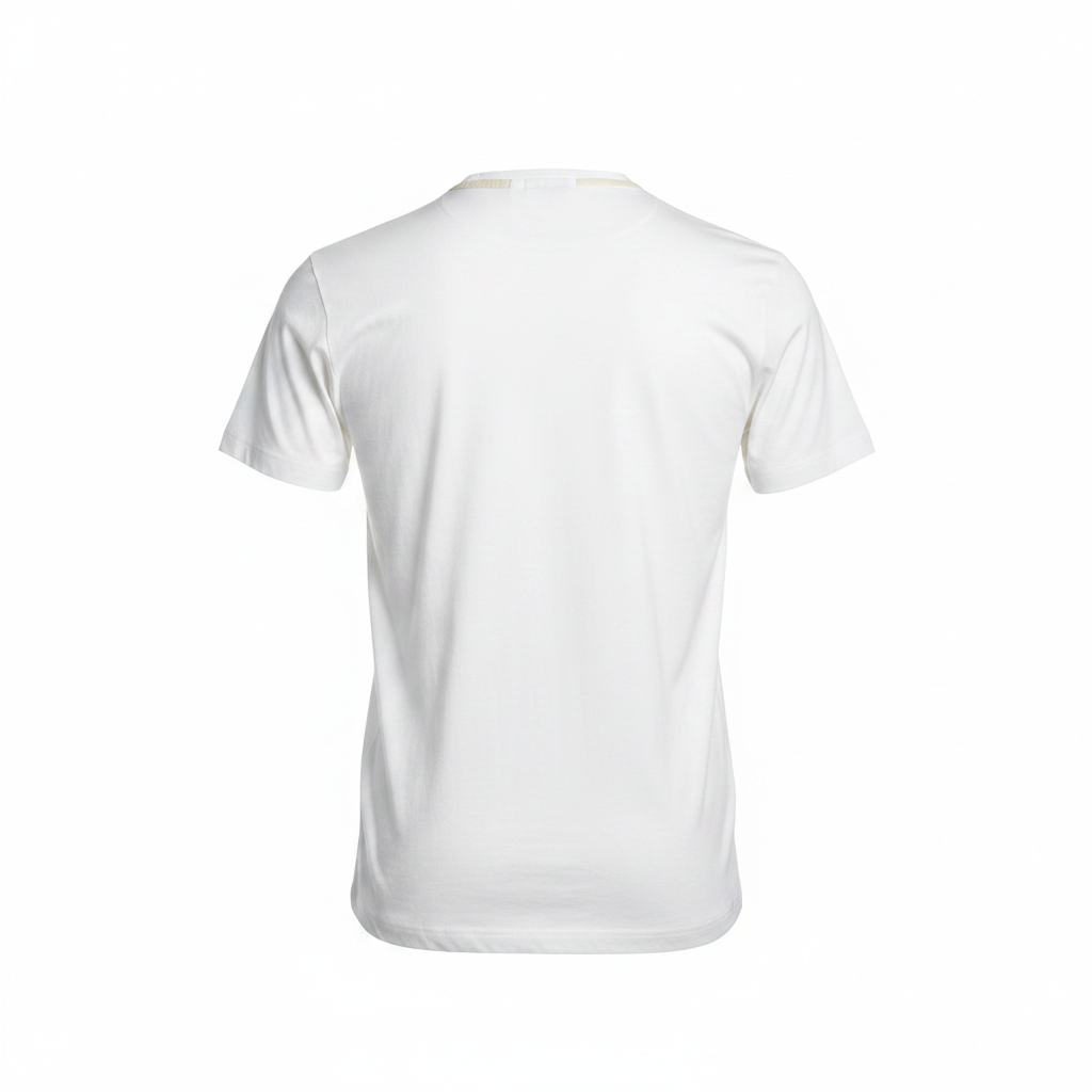 White Short-Sleeve Henley Shirt - Ghost Mannequin Back