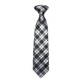 Men's Black and White Tartan Plaid Woven Necktie