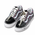 Multicolour woven sneakers with splatter detailing, cord accents and key charm