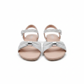 Girls' silver glitter bow sandals ghost mannequin pair view