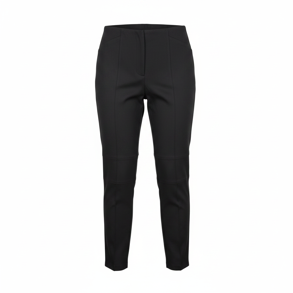 Black Panelled Slim Tapered Trousers - Ghost Mannequin Front