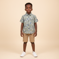 Smart-Kids Sage Green Floral Print Short-Sleeve Shirt - Model Shot