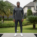 Men's Charcoal Long-Sleeve Athletic Performance Shirt – Nigerian Male Model
