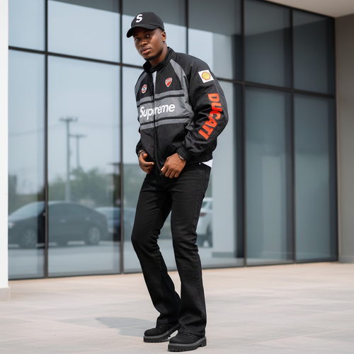 Black Flare Bootcut Denim Jeans – Model Shot