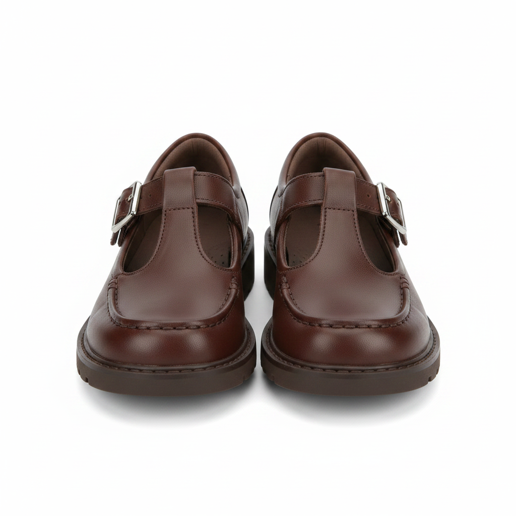 Hiway Kids T-Bar Buckle School Shoe – Coffee Brown Ghost Mannequin
