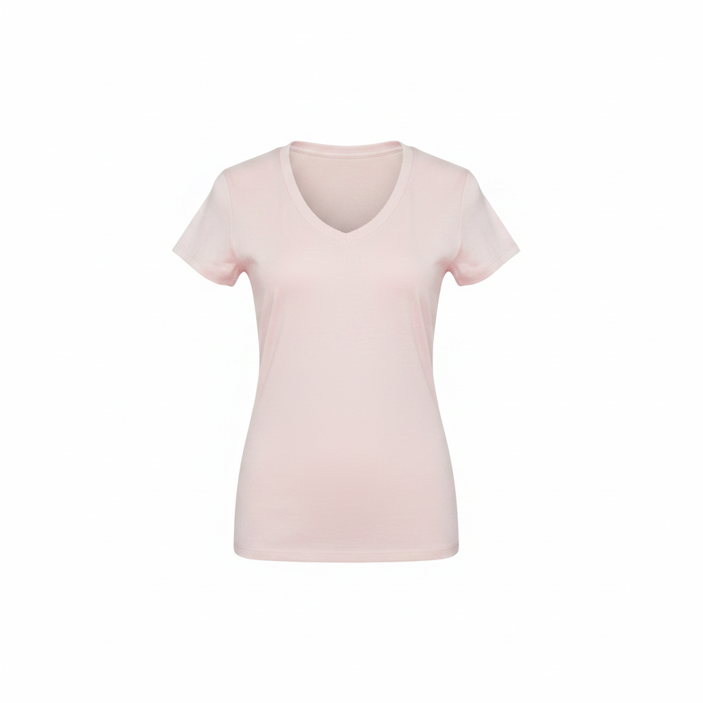 Women's V-neck fitted tee - baby pink ghost mannequin