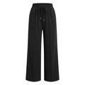 Black drawstring wide-leg trousers on an invisible mannequin