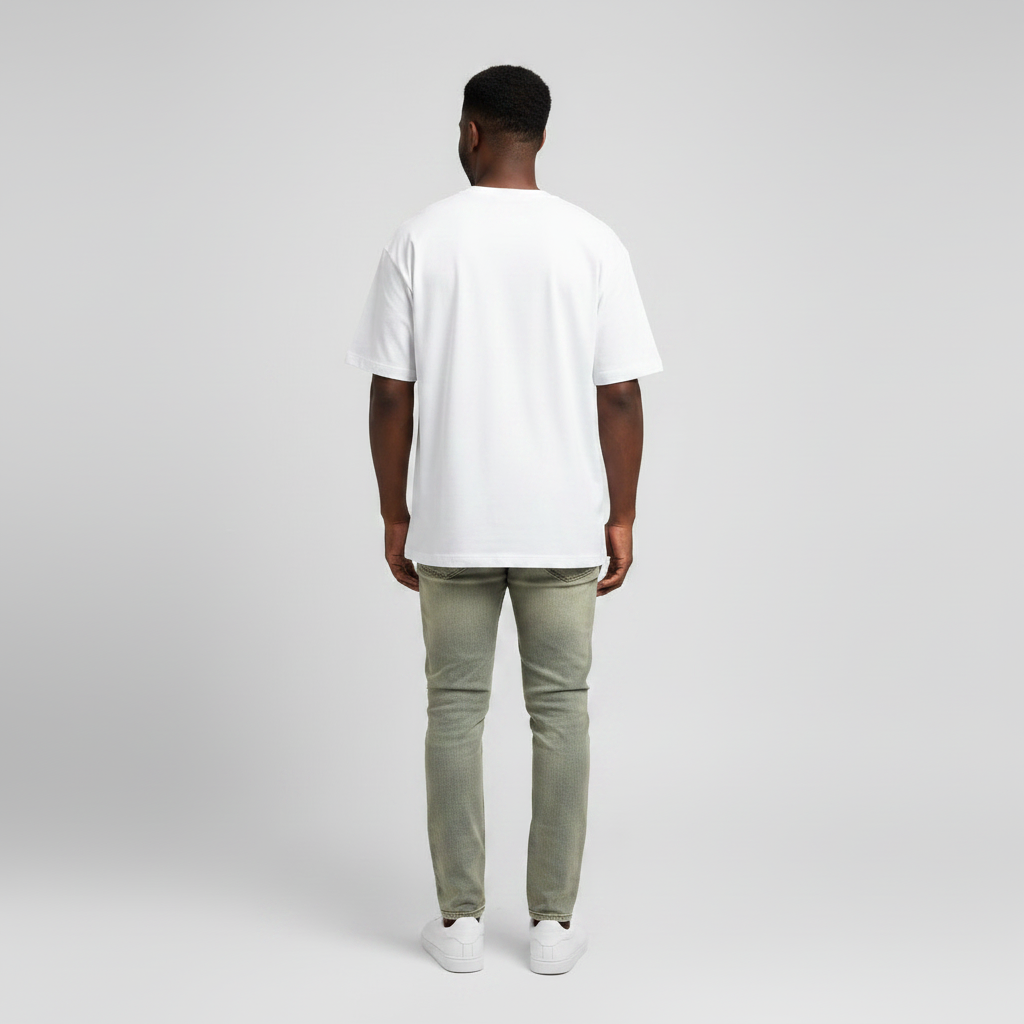 White Romantic Graphic Oversized Tee - Model Back