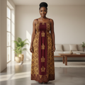 Batik Print Maxi Sundress - Front Model View