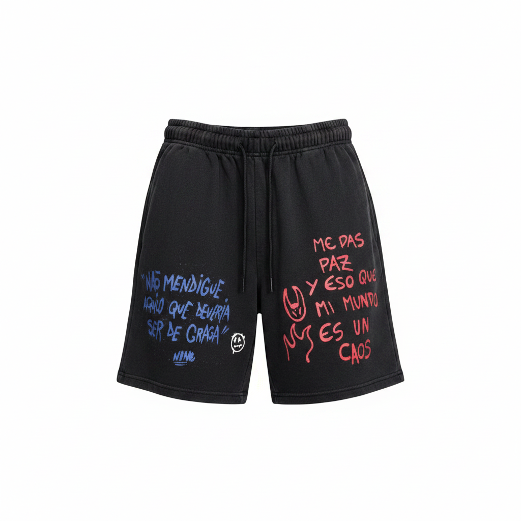Graffiti Text Drawstring Shorts Black – Ghost Mannequin