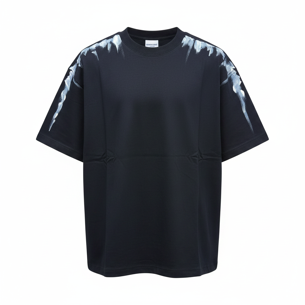 Black Brushstroke Oversized T-Shirt - Ghost Mannequin Front