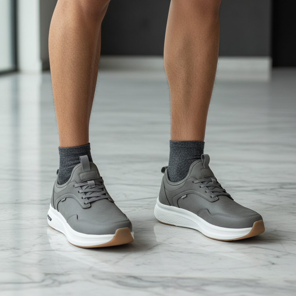 Skechers Performance Grey Lace-Up Sneaker – Model Shot