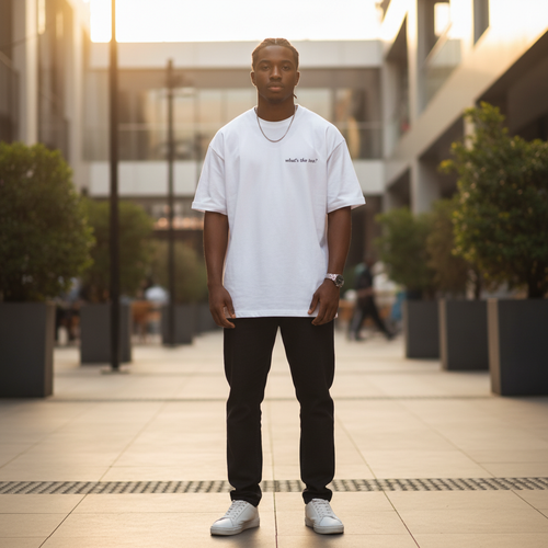 What's the Tea? Graphic Tee White – Front Model View