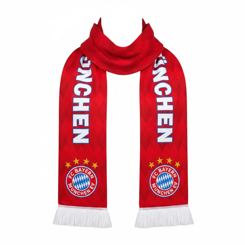 Red football fan scarf ghost mannequin front view