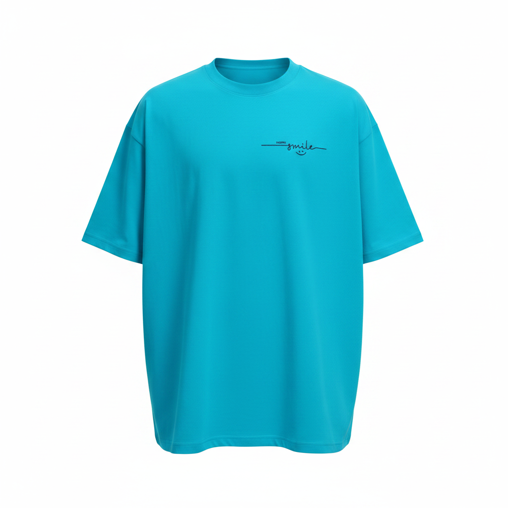 Ghost mannequin – John Store Happy Smile Sky Blue Oversized Unisex T-Shirt