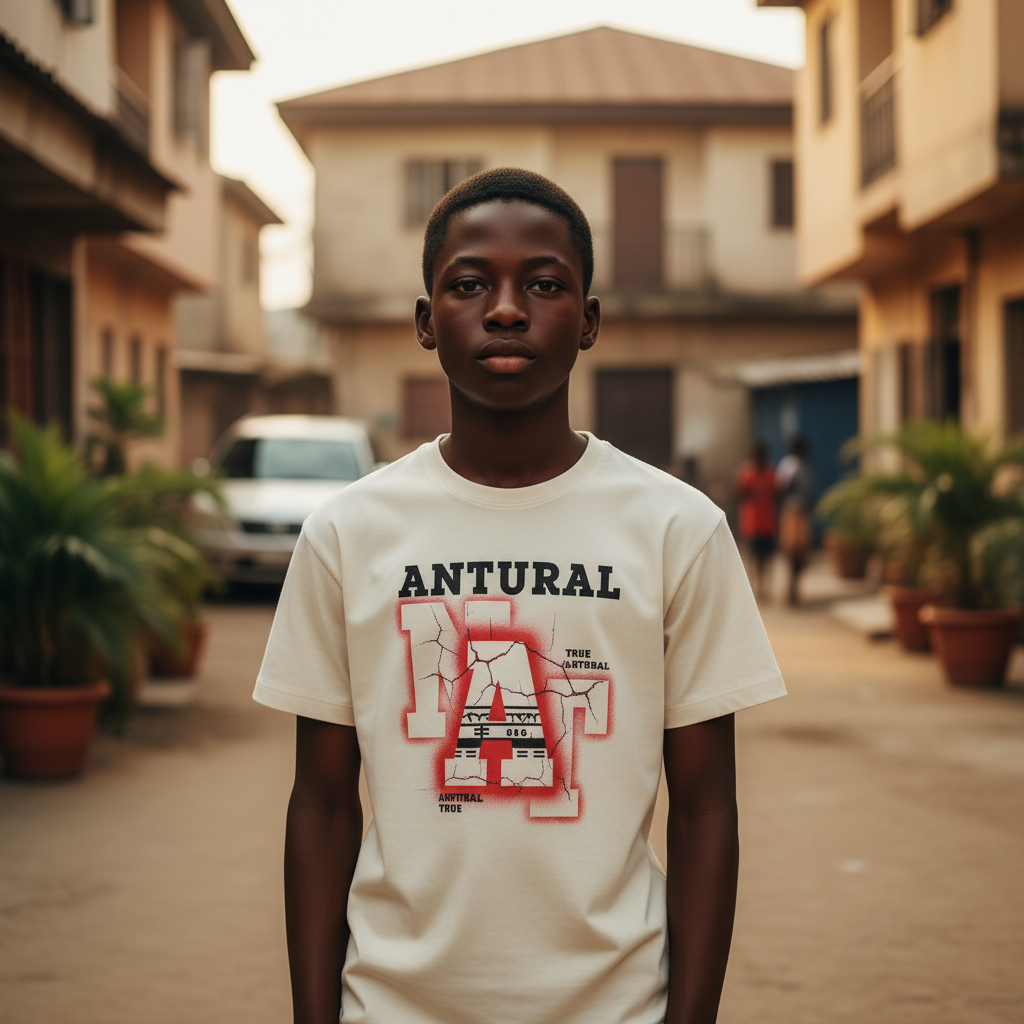 Antural Varsity Graphic Tee – Model shot