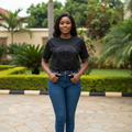 Women's black rhinestone medallion graphic tee - female model shot
