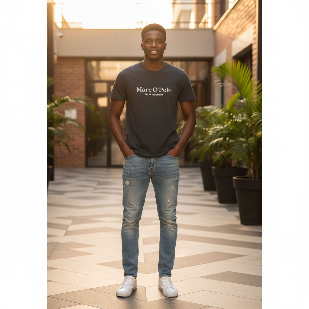 Marc O'Polo Est. Tee Dark Grey – Front Model View