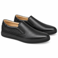 Black Leather Slip-On Sneaker with Quilted Panel – Ghost Mannequin