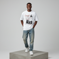 White Chanyoo Collage Graphic Oversized Tee - Male Model Front