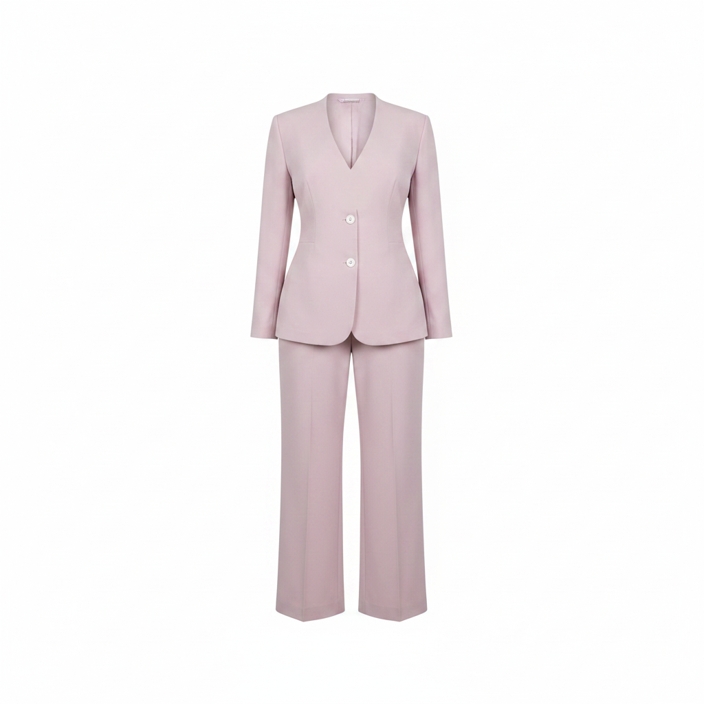 Women's lilac two-piece collarless blazer suit set – ghost mannequin front view