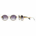 Ornate Round Sunglasses Gold Purple – Ghost Mannequin Front and Side View