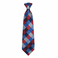 Men's red blue and navy harlequin argyle check woven necktie ghost mannequin white background