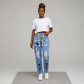 Light Blue Heavy Ripped Jeans – Front Model