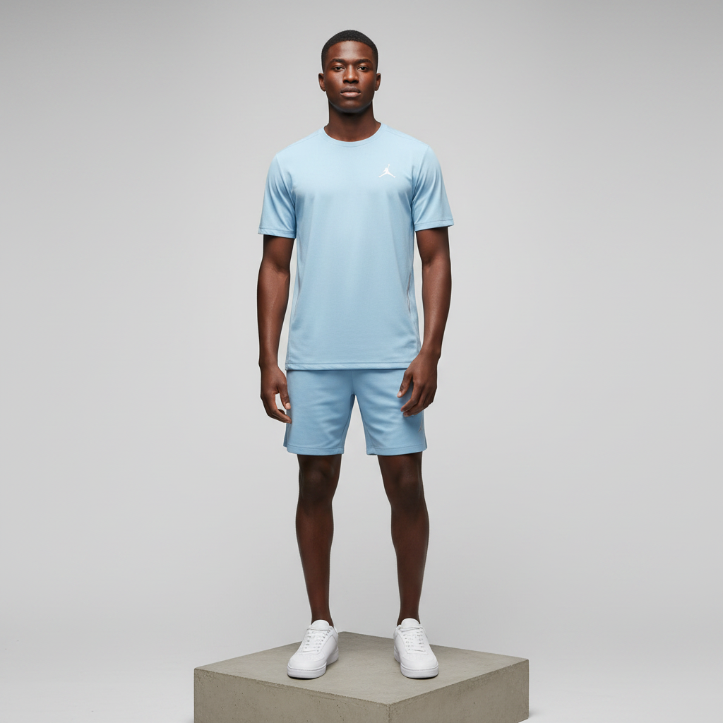 Sky Blue Reflective Vent Athletic T-Shirt - Model Shot