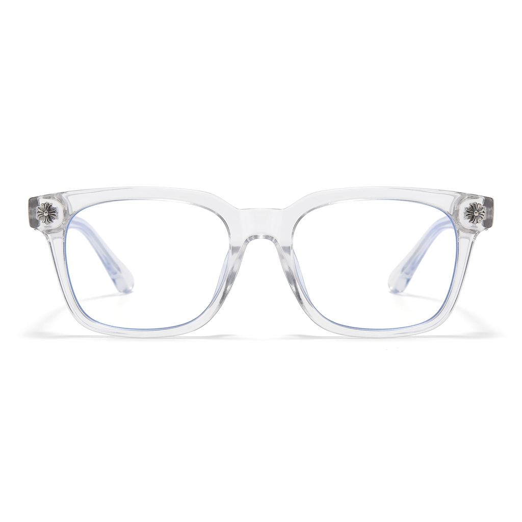 Clear square fashion glasses front view