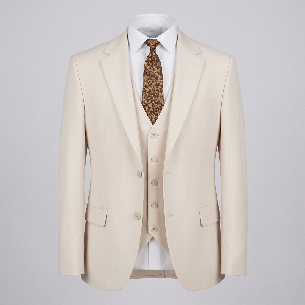 Ivory suit jacket and waistcoat in ghost mannequin styling