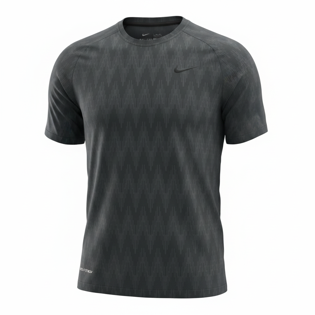 Men's charcoal geometric-pattern sport jersey ghost mannequin front view