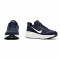 Men's navy blue mesh running sneakers ghost mannequin front and side view