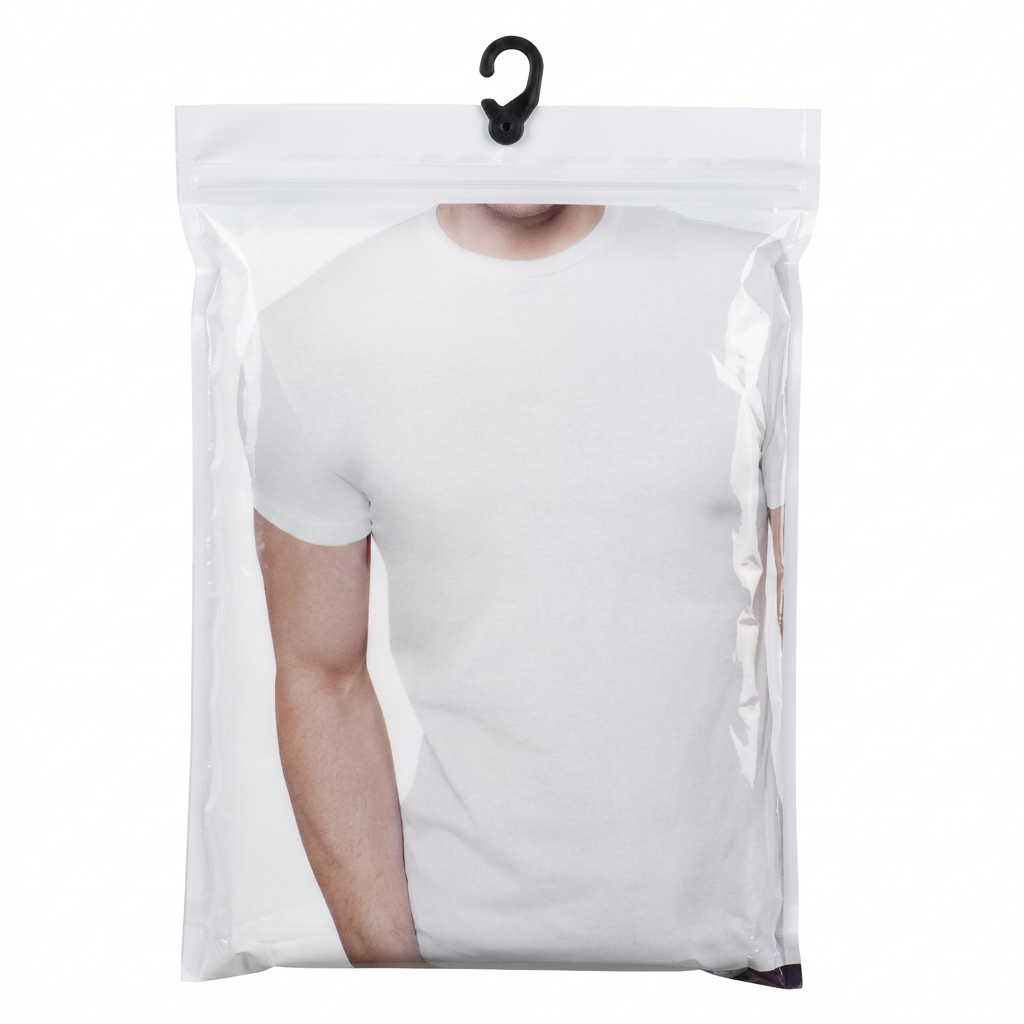 White cotton undershirt packaging without text or printed colour panels