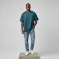 Teal NAFU Graphic Oversized Tee - Male Model Front