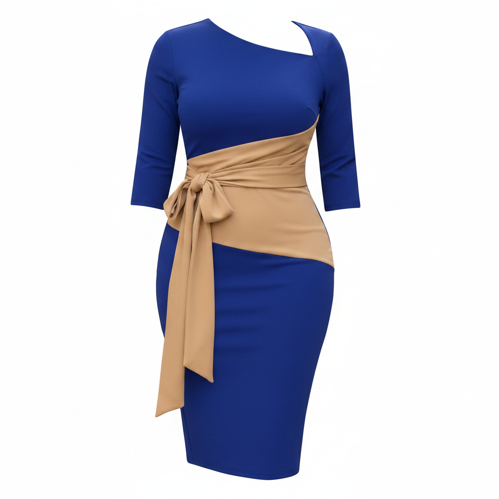 Royal Blue Wrap Belt Bodycon Midi Dress – Ghost Mannequin