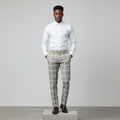 Beige Grey Plaid Trousers – Front Model