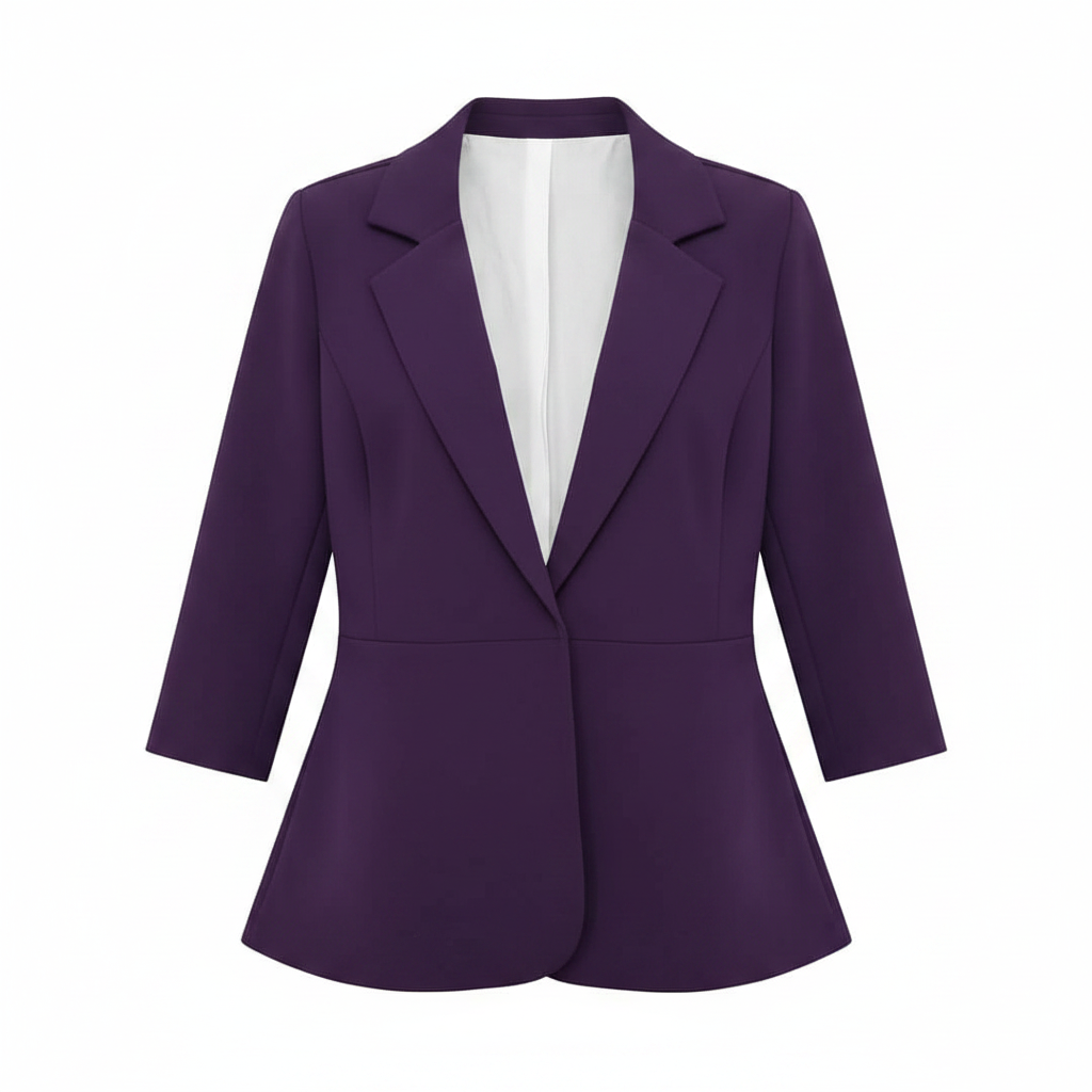 Deep Purple Open-Front Long Blazer - Ghost Mannequin