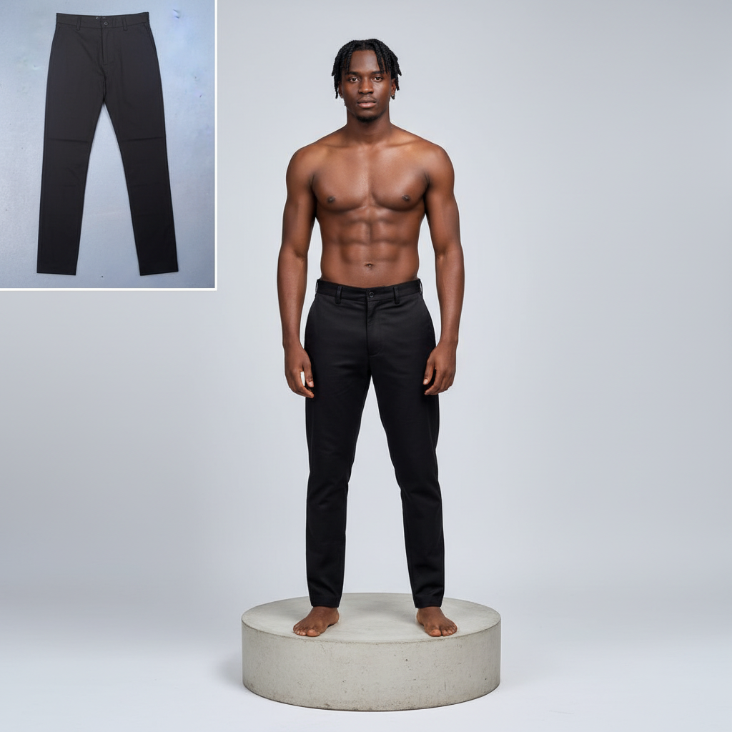 Black Slim-Fit Chino Trousers for Teens – Front Model