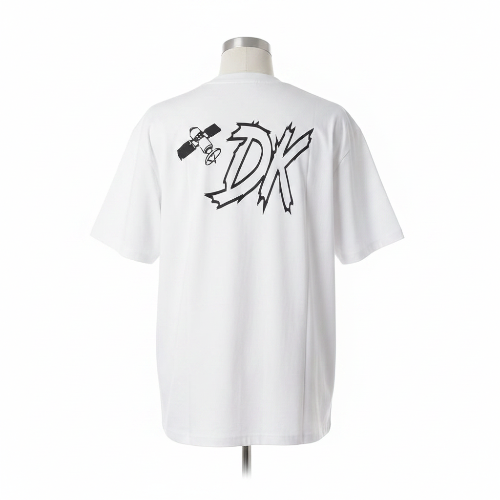 White Dark King Skeleton Globe Graphic Short-Sleeved Shirt - Ghost Mannequin Back