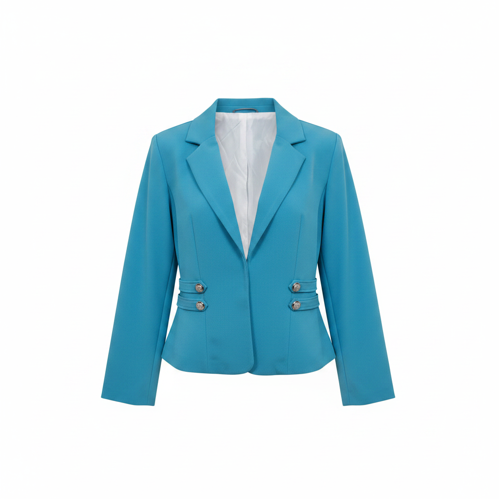 Sky Blue Double-Button Cropped Blazer - Ghost Mannequin