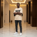 Faith Over Fear Tee Beige – Model Shot