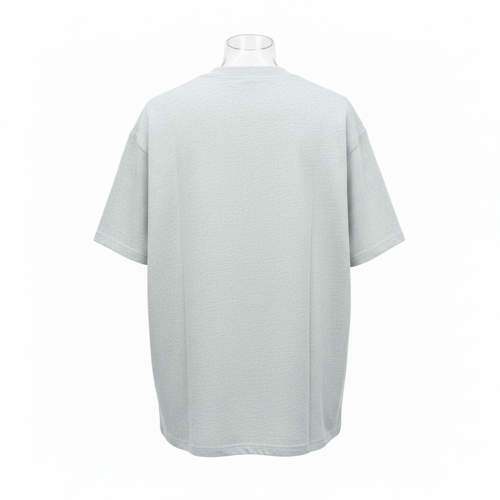 Grey Marl Feno Oval Logo Oversized Tee - Ghost Mannequin Back