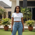 Women's White Cursive Script Crop Top — Model Shot
