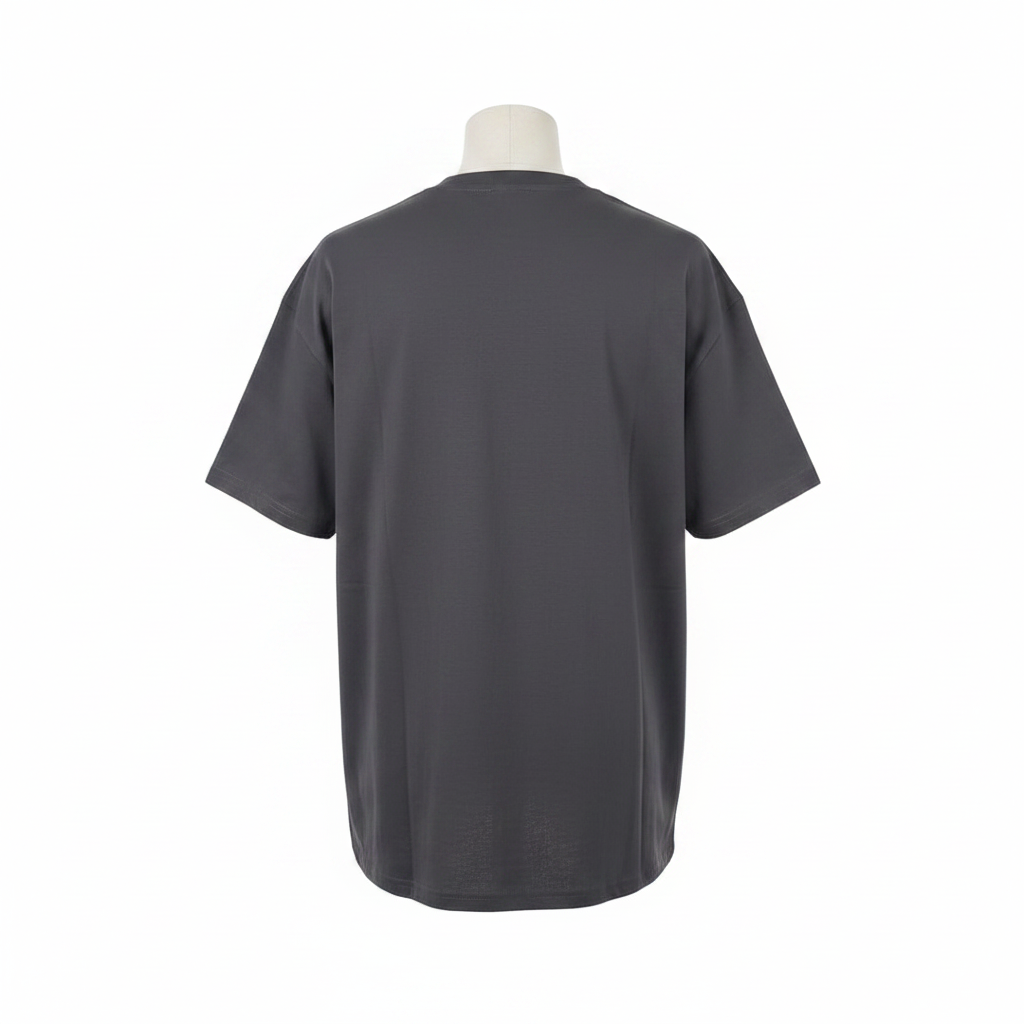 Charcoal Abstract Brush Stroke Graphic Short-Sleeved Shirt - Ghost Mannequin Back